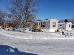 Row of mobile homes at North Acres Mobile Home Park in Crookston