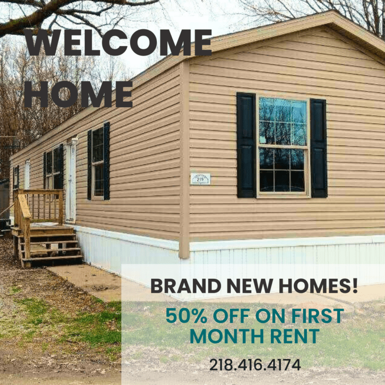 New 2-bedroom and 3-bedroom homes for rent or sale in Eastside Mobile Home Park with bright living spaces and modern interiors.