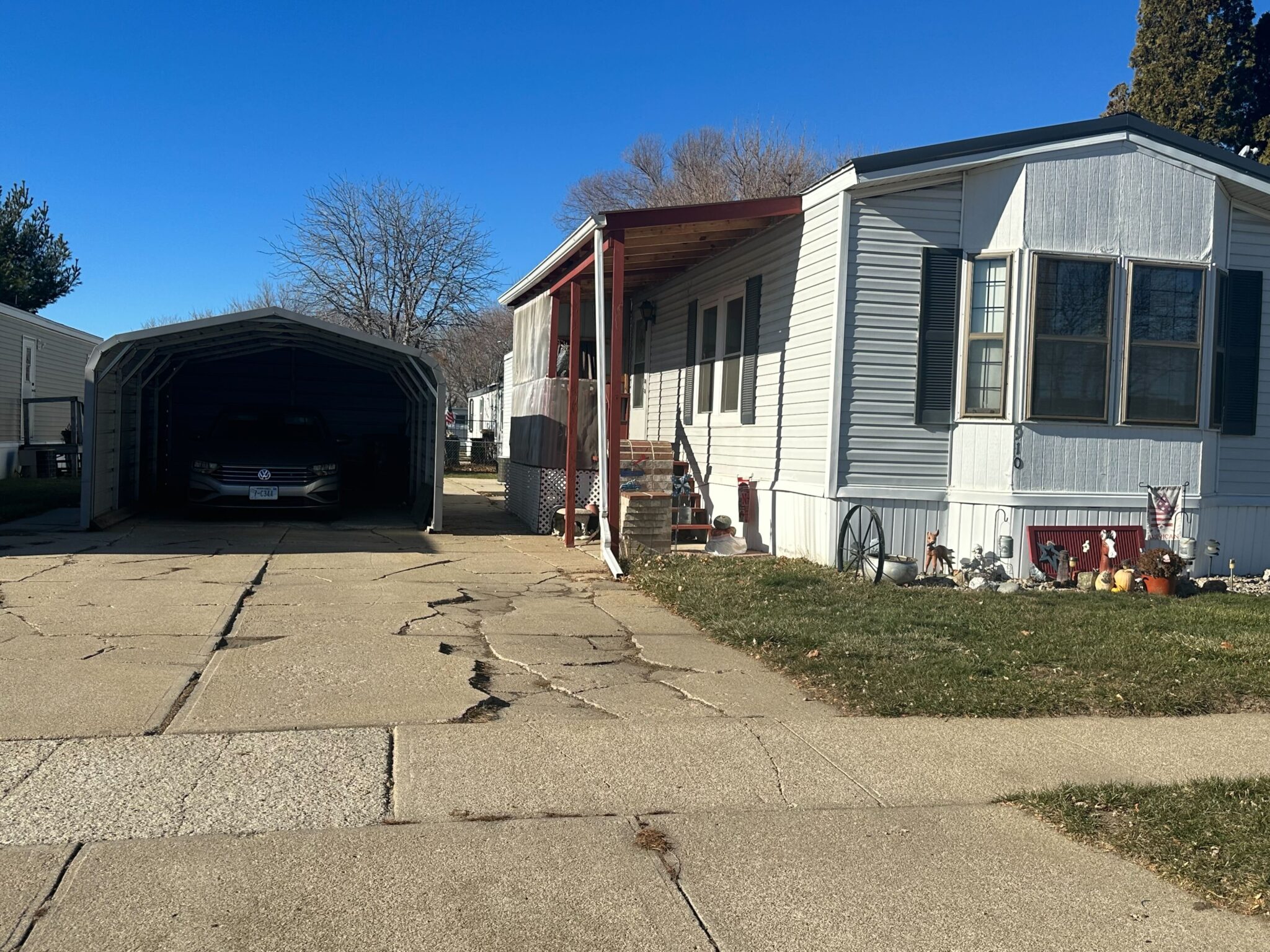 Row of mobile homes at Elkhorn Mobile Home Park in Norfolk.
