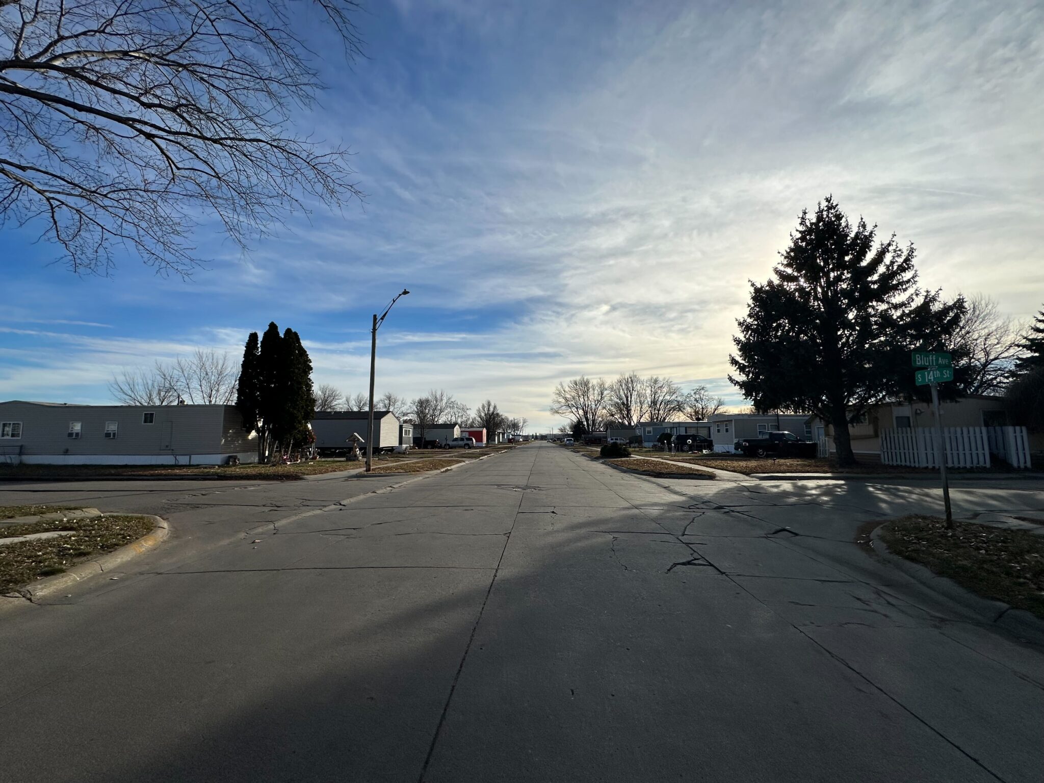 Row of mobile homes at Elkhorn Mobile Home Park in Norfolk.