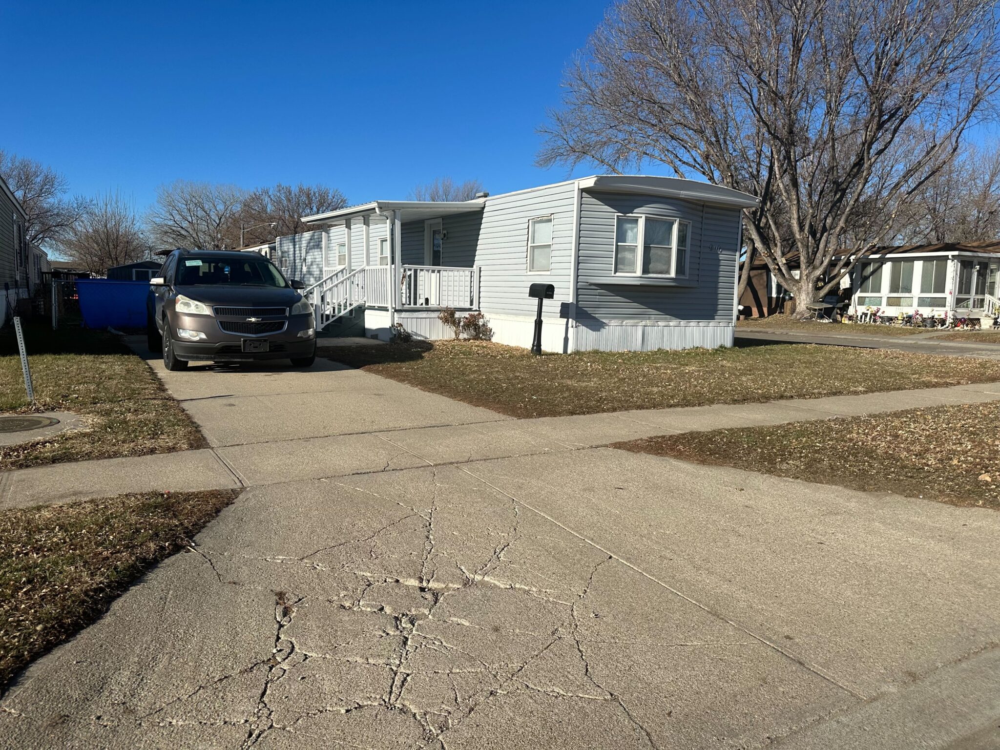 Row of mobile homes at Elkhorn Mobile Home Park in Norfolk.