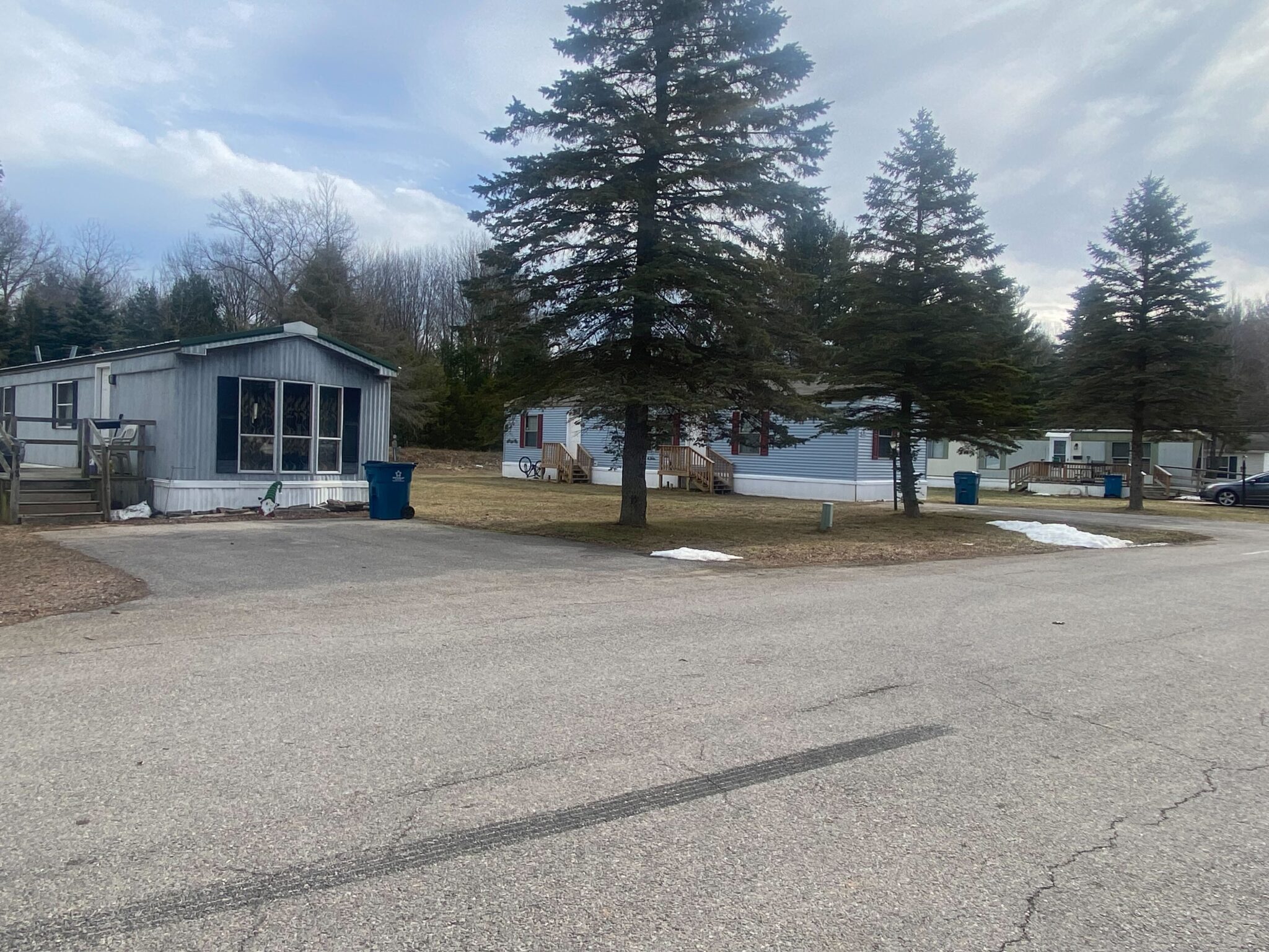 Ludington Mobile Home Park in Michigan with well-maintained mobile homes and lush surroundings