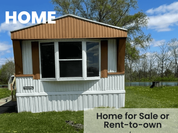 2-bedroom, 2-bathroom home for sale or rent-to-own in Willow Haven Mobile Home Park with lakeside views, bright living spaces, and a well-equipped kitchen.