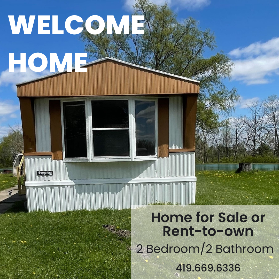 2-bedroom, 2-bathroom home for sale or rent-to-own in Willow Haven Mobile Home Park with lakeside views, bright living spaces, and a well-equipped kitchen.