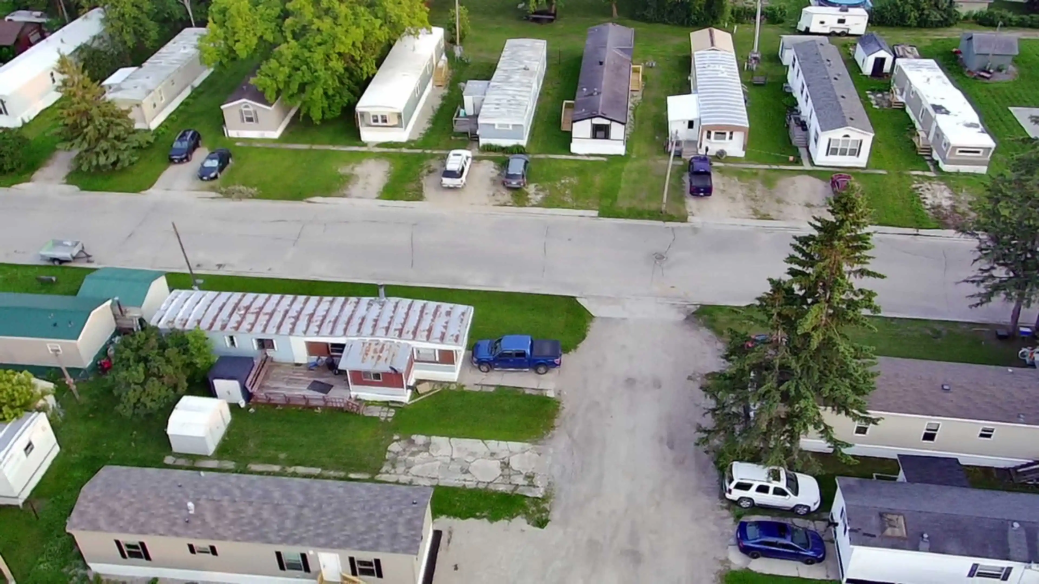 aerial photo of a mobile home park